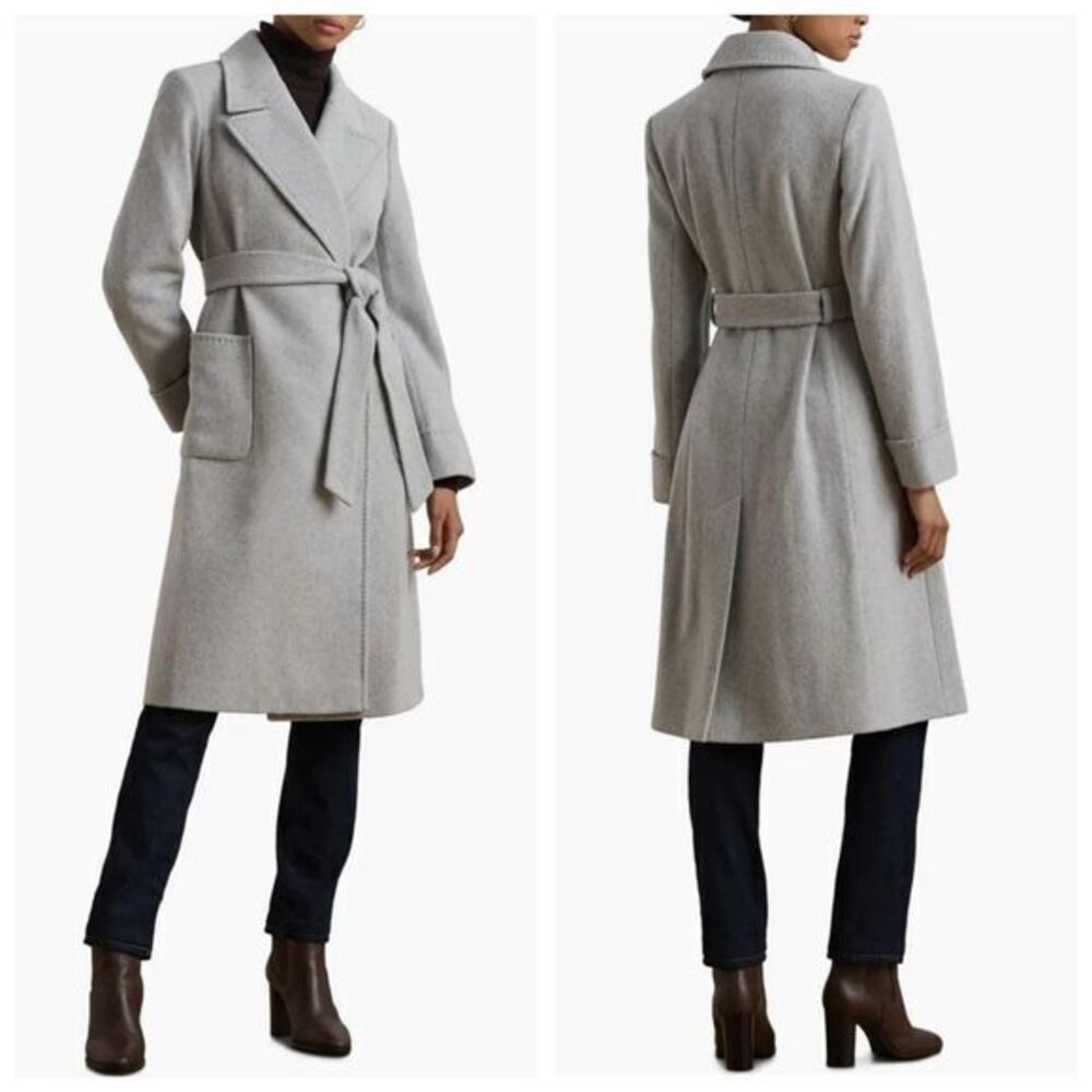 Lauren Ralph Lauren Wool-Cashmere Blend Belted Wrap Coat Size 16